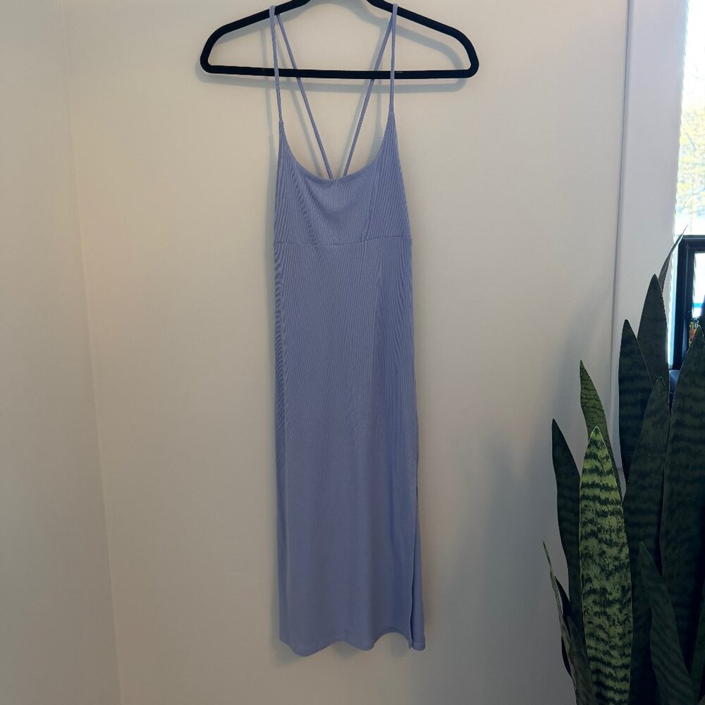 Halara | Strappy Ribbed Tie Back Maxi Dress | Light Blue | Small | NWT